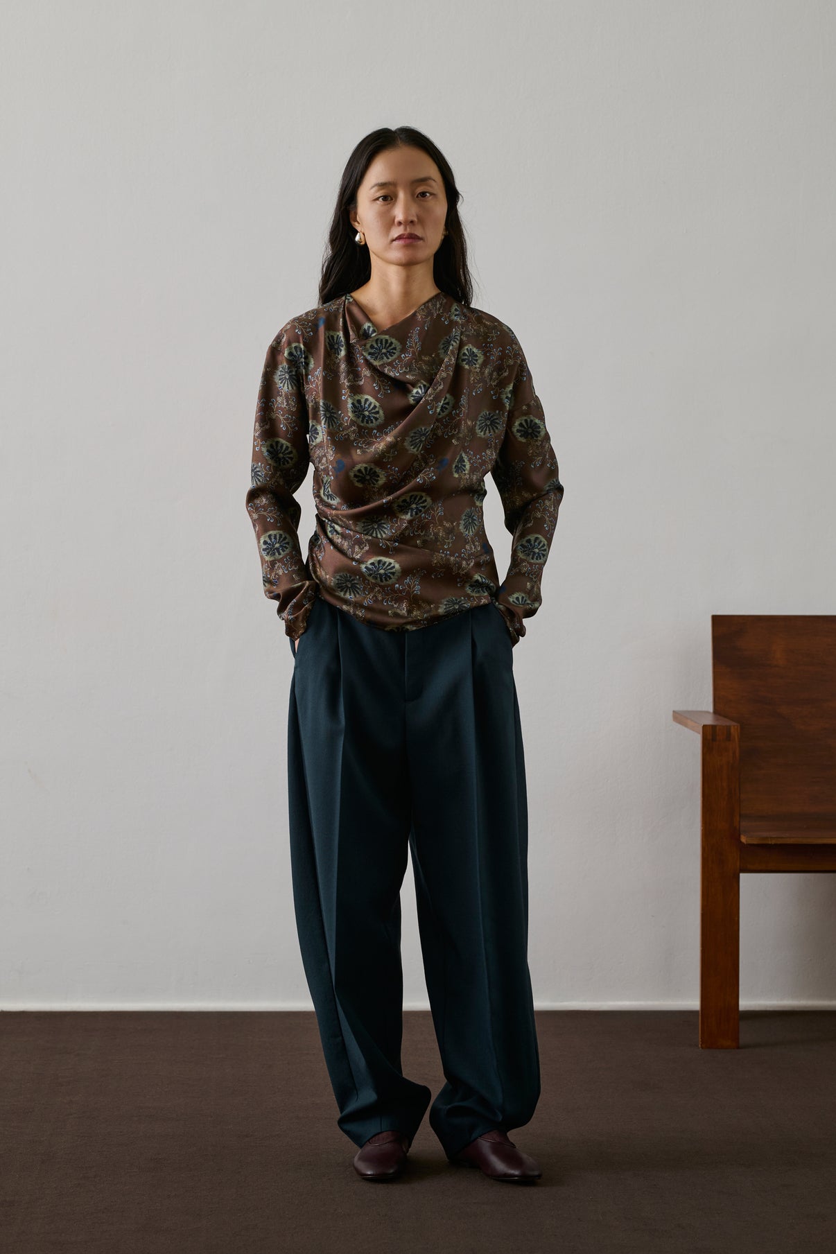 Blouse Fresia - Aubergine/Vert - Soie - Femme vue 1